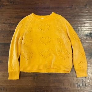 Mustard knitted sweater with heart pattern